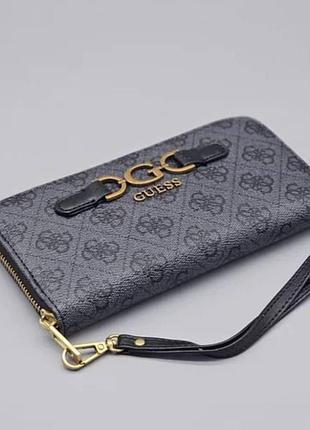 Женский кошелек c ремешком на запястье guess (6051) серый