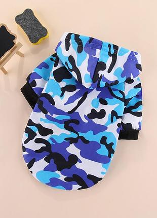 Толстовка для собак pet style "камуфляж" синя 5xl