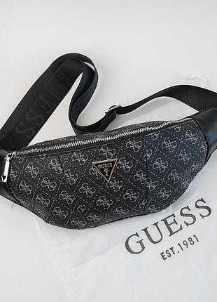 Мужская брендовая сумка-бананка на пояс и на грудь (слинг) guess (7518) серая, бананка мужская