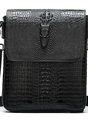 Чоловіча шкіряна сумка на плече під рептилію leather collection (5061)