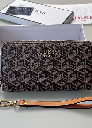 Женский кошелек на молнии guess (7594) коричневый