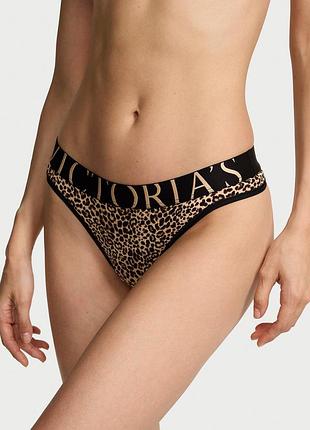 Леопардовые трусики victoria’s secret оригинал exploded logo cotton thong лого резинка лего