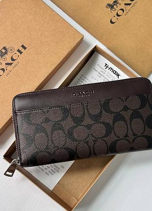 Мужской брендовый кошелек на молнии coach (1380) brown