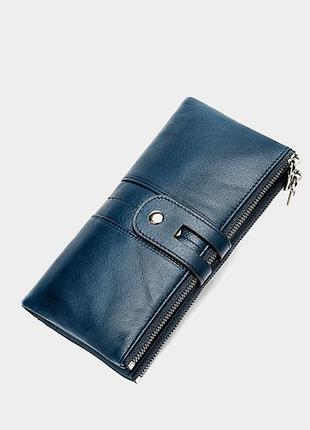 Женский кожаный синий кошелек leather collection (8560)