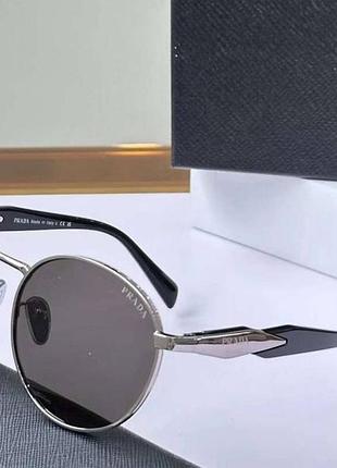 Женские круглые брендовые очки pr (56zs) lux silver