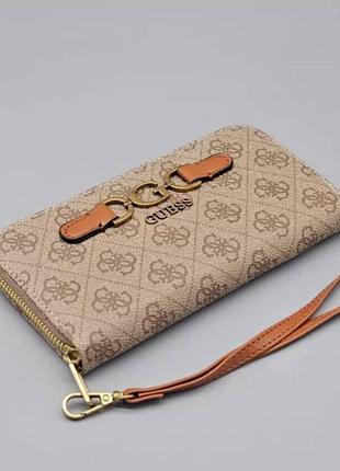 Жіночий гаманець з ремінцем на зап'ястку guess (6051) світло-коричневий