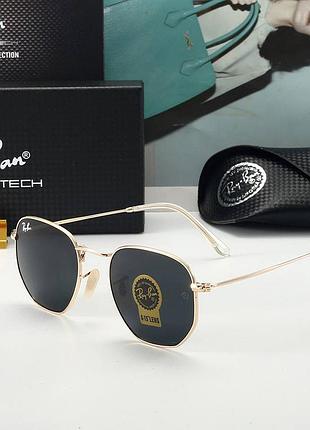 Мужские брендовые солнцезащитные очки ray ban 3548 золотистые