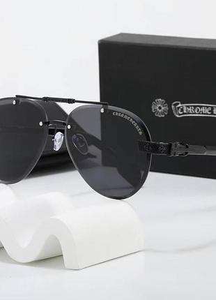 Окуляри безправні стильні сонцезахисні chrome hearts (7847) чорні
