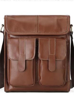 Сумка мужская через плечо leather collection (368) кожаная коричневая
