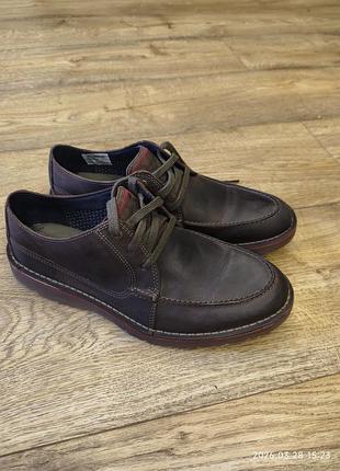 Мужские кожаные повседневные легкие прогулочные туфли clarks vargo vibe темно-коричневого цвета на шнуровке 43 розмер