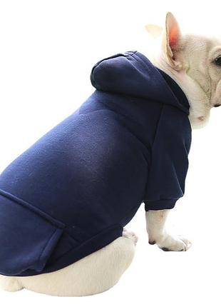 Толстовка с карманом для собак pet style "однотон" синяя l