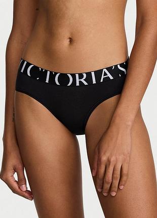 Черные трусики victoria’s secret оригинал exploded logo cotton hiphuger хипстеры