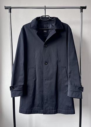 Чоловіче пальто, тренч hugo boss men's dark blue water repellent french coat