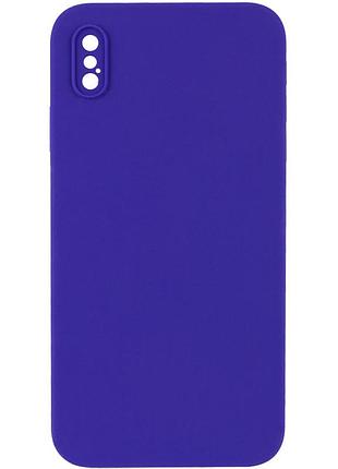 Чехол silicone case square full camera protective (aa) nologo для apple iphone xs max (6.5") белый / white фіолетовий / ultra violet