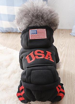 Спортивний костюм комбінезон для собак pet style "usa" чорний 2xl