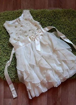Нарядное праздничное платье, новогоднее платье, белое платье cinderella