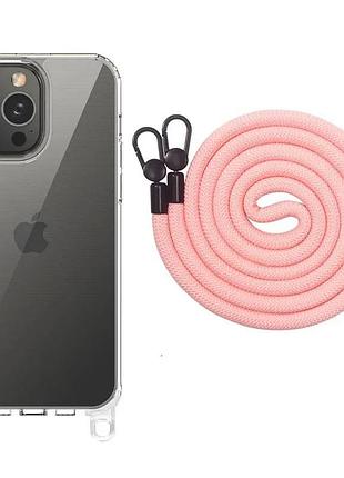 Чехол tpu transparent with straps для apple iphone 13 pro (6.1 дюйма) light pink