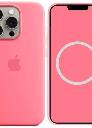 Чохол silicone case (aaa) with magsafe and animation для apple iphone 15 pro max (6.7") рожевий / pink