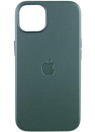 Кожаный чехол leather case (aaa) with magsafe and animation для apple iphone 13 (6.1 дюйма) sequoia green