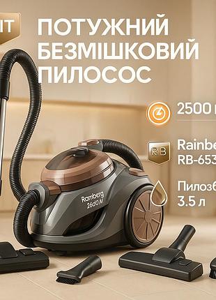 Домашний пылесос для дома rainberg rb-653 2500вт, пылесосы с колбой, домашний пылесос с hepa фильтром ud-20