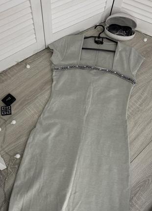 Iicel платье серое нарядное без рукавов с квадратным вырезом 40 london лондон