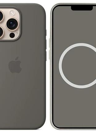 Чохол silicone case (aaa) with magsafe and animation (button) для apple iphone 16 pro max (6.9") stone grey