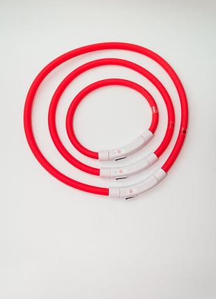 Led ошейник светодиодный для собак с usb зарядкой 50-70 см красный