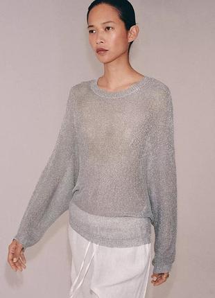 Светр жіночий сірий металізований zara new