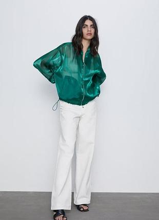 Сатиновий прозорий бомбер zara
