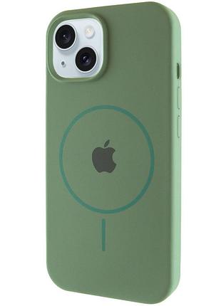 Чохол silicone case full protective (aa) with magsafe для apple iphone 14 plus (6.7") зелений / pine green