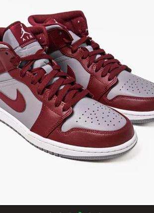 Оригинальные детские air jordan 1 mid burgundy grey