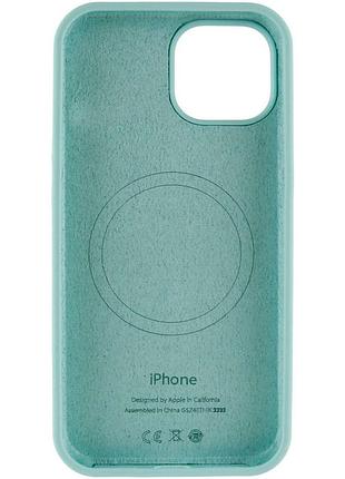 Чехол silicone case full protective (aa) with magsafe для apple iphone 15 (6.1") бирюзовый / light turquoise 3