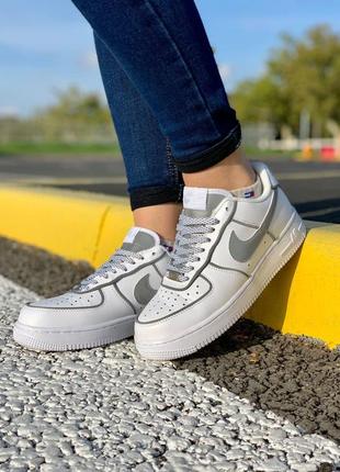 Nike air force 1 white reflective 🆕шикарные кроссовки найк🆕купить наложенный платёж