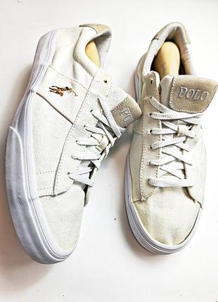 Чоловічі білі тканинні кеди polo ralph lauren, модель sayer розмір 45