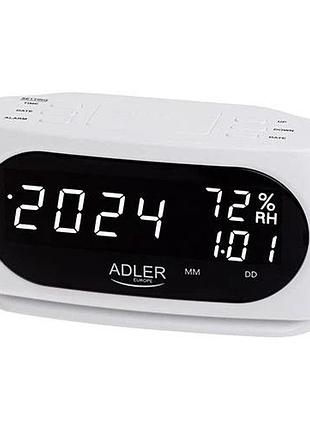 Настольные часы-будильник adler ad 1186 white mo-10 top shop ua_