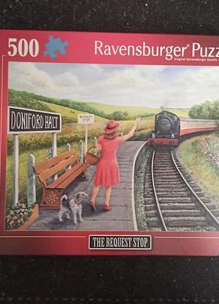 Пазл ravensburger 500 елементів "залізниця: зупинка на прохання", стан і якість супер