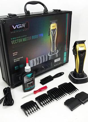 Машинка для стрижки vgr v-015 аккумуляторная беспроводная профессиональная fv-742 6 насадок top shop ua_