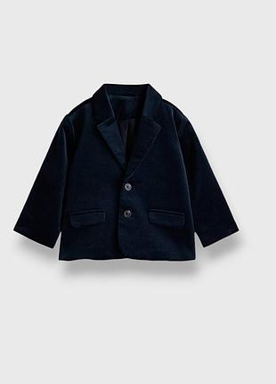 Темно синий велюровый пиджак жакет блейзер из мягкого бархата h&m 2-3 года