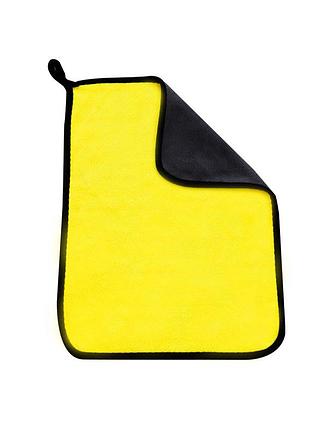 Двухстороннее микрофибровое полотенце lesko yellow + gray 30*40 см для сушки кузова авто