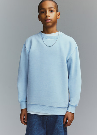 Светло-голубая мягкая кофта толстовка с эффектом потертости h&m 14-15 лет
