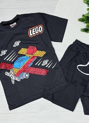 Костюм кежуал хлопчикам (футболка,шорти) lego хлоп. сірий 3505 jeliboom