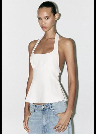 Білосніжний корсетний топ zara, блуза