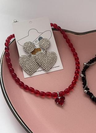 Червоне намисто з сердечком lumi_jewelry_if / намисто до вишиванки / чикер