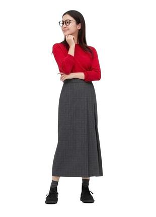 Спідниця міді uniqlo у клітинку "глен"  а-силуету 2-way stretch