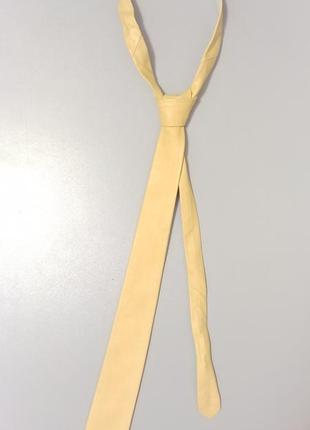 Натуральная кожа, галстук кожаный желтый унисекс2 фото