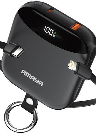 Портативное зу power bank amaya f150 22.5w with display and cable 10000 mah black
