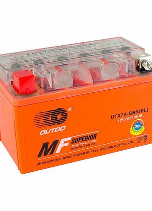 Гелиевый мото аккумулятор 12v 7ah outdo utx7a-bs gel мотоаккумулятор для скутера мопеда orange