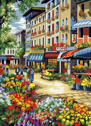 Картина по номерам цветочная лавка город цветы рынок