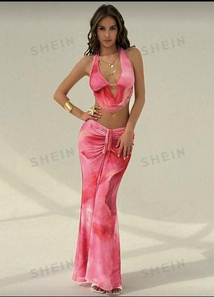 Спідниця максі shein рожева xs-s
