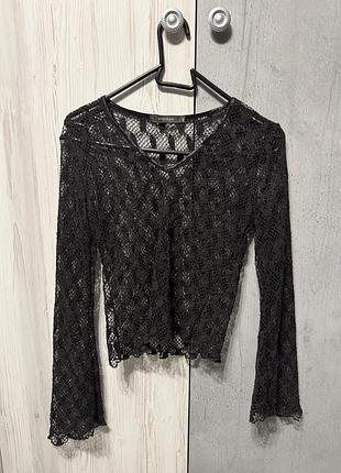 Чорна мереживна блуза river island розмір m